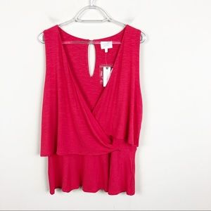 Anthropologie Deletta Velma Surplice Red Tank Top